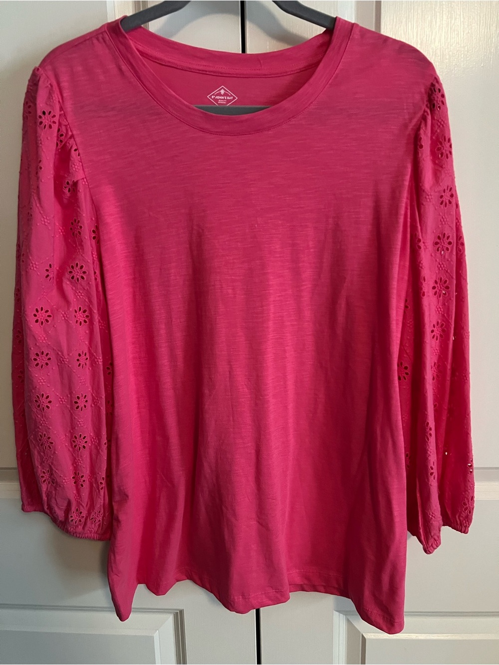 St. John’s Bay Eyelet-Sleeve Round Neck Top